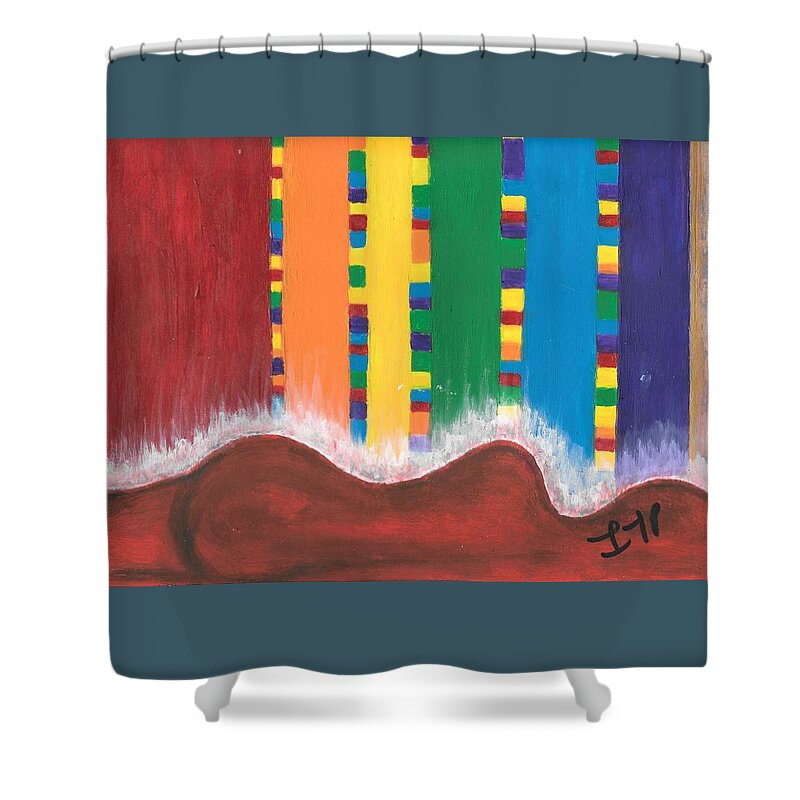 Energy Shower Curtain featuring the painting The Energy Body by Esoteric Gardens KN