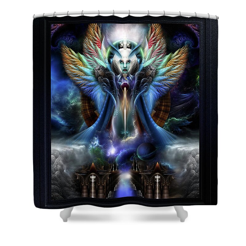 Fractal Shower Curtain featuring the digital art The Eternal Majesty Of Thera Fractal Art Fantasy Portrait Composition by Xzendor7 by Xzendor7