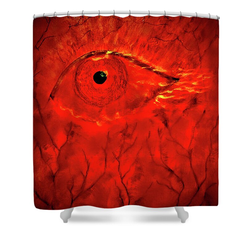 Eye Shower Curtain featuring the painting The Eye Of War by Anna Adams