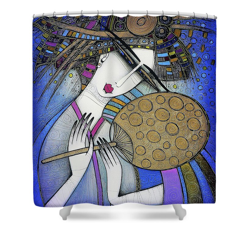 Violet Shower Curtain featuring the painting The fan by Albena Vatcheva