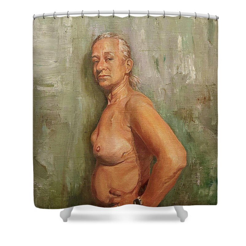 Figure Shower Curtain featuring the painting The Fighter by James Andrews
