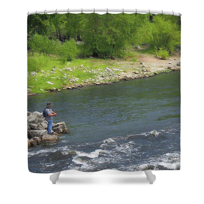Water Shower Curtain featuring the photograph The Fisher by C Winslow Shafer