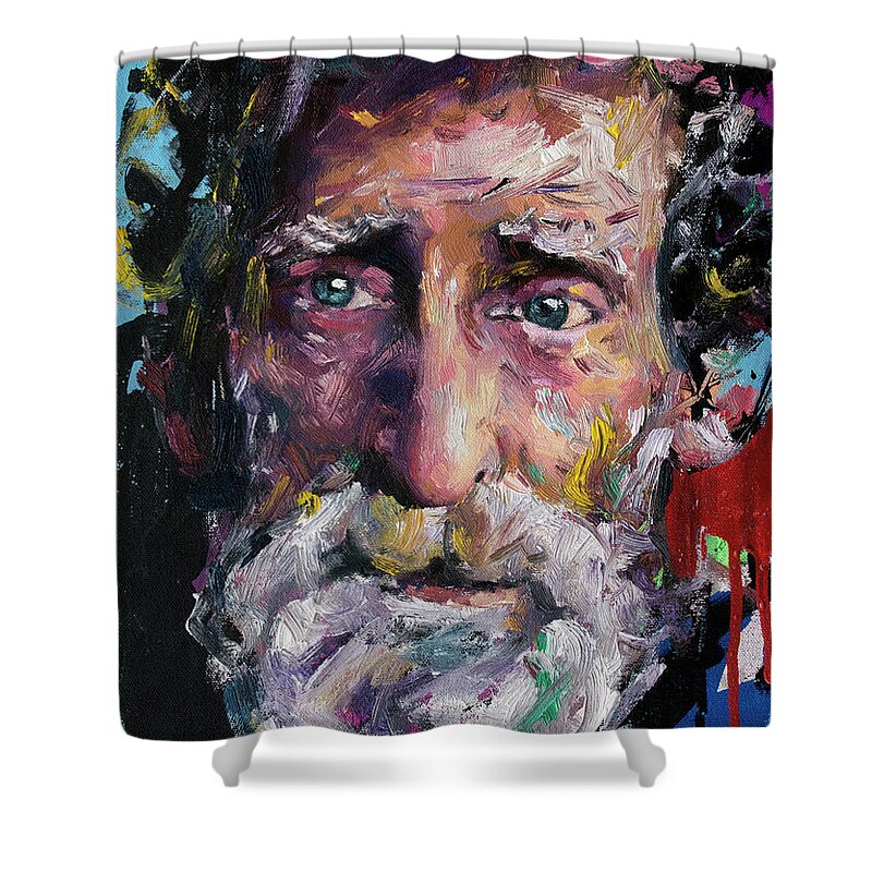 Portrait Shower Curtain featuring the painting The Fisherman by Richard Day