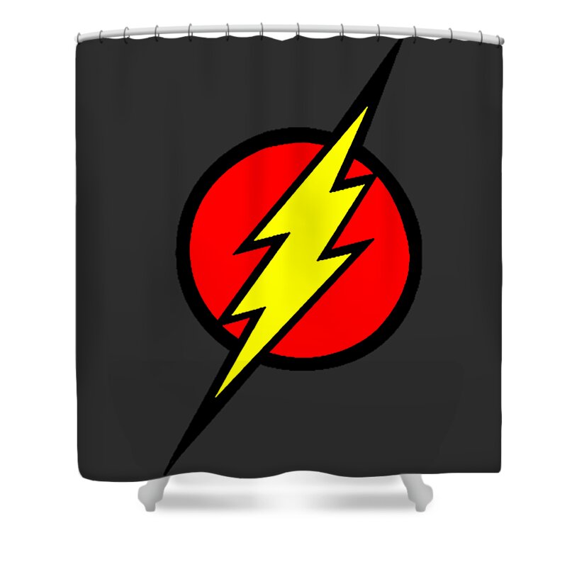 Sheldon Cooper Shower Curtain featuring the digital art The Flash Lightning Bolt by The Punk Rock Store