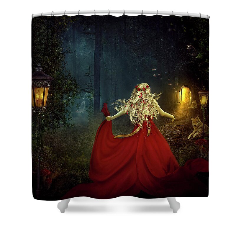 Girl Shower Curtain featuring the digital art The Forest by Maggy Pease