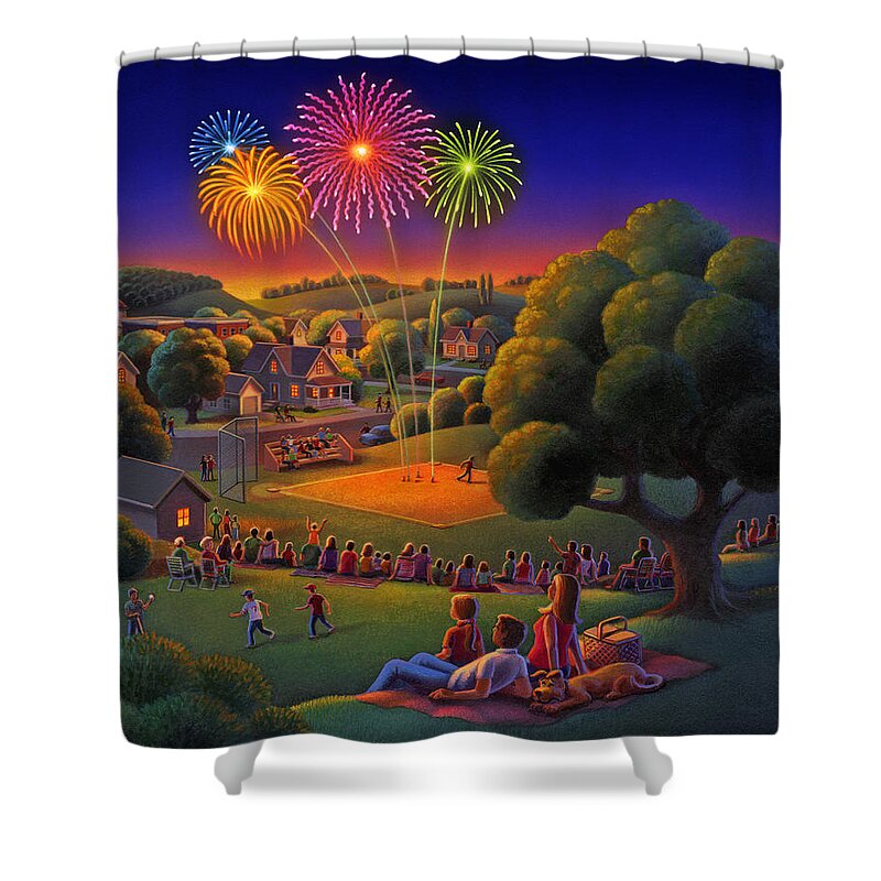 Fourth Of July Shower Curtain featuring the painting Fourth of July by Robin Moline