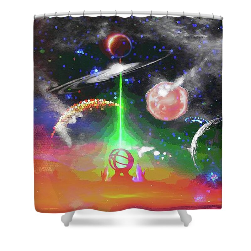  Shower Curtain featuring the digital art The Future of Space Exploration by Don White Artdreamer