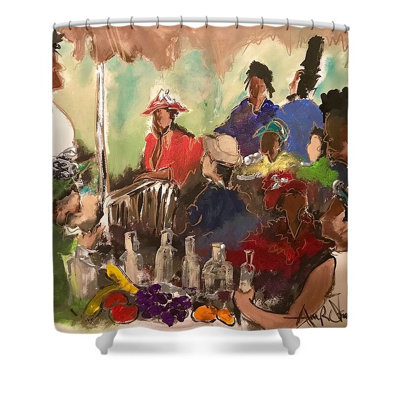  Shower Curtain featuring the painting The Gathering by Angie ONeal