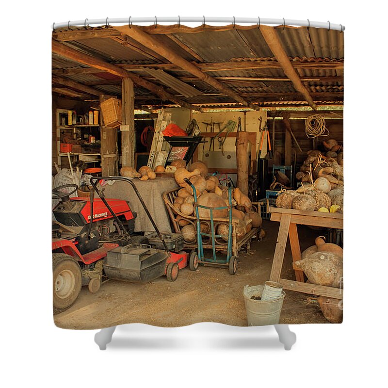 Bridgetown Shower Curtain featuring the photograph The Gourd Shed by Elaine Teague