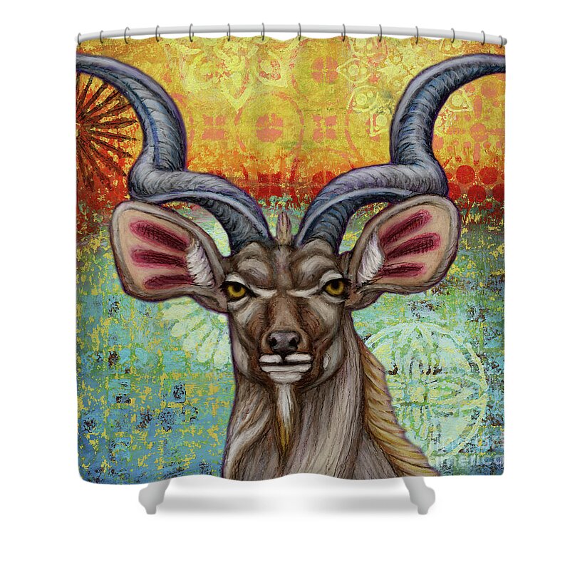 Greater Kudu Shower Curtain featuring the painting The Greatest Kudu by Amy E Fraser