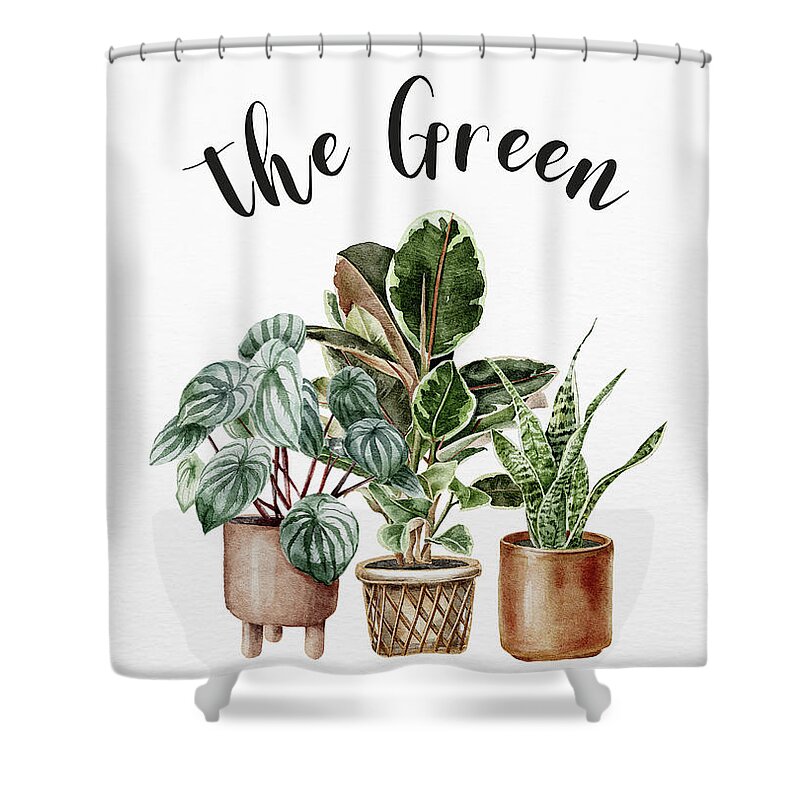 Plant Mom Shower Curtain featuring the digital art The Green Queen by Sambel Pedes