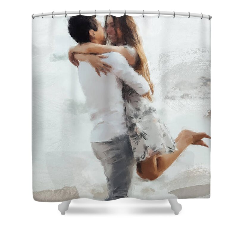 Hug Shower Curtain featuring the painting The Greeting by Gary Arnold