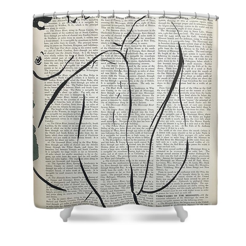 Sumi Ink Shower Curtain featuring the drawing The Gulf River System by M Bellavia