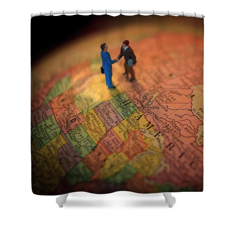 World Shower Curtain featuring the photograph The Handshake by Craig J Satterlee