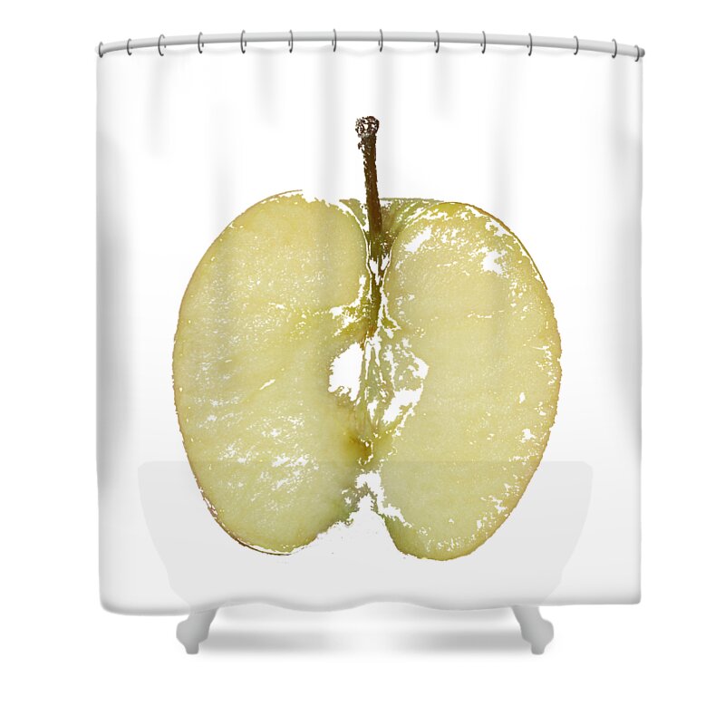 Apple Shower Curtain featuring the digital art The Happy Apple by Tom Conway