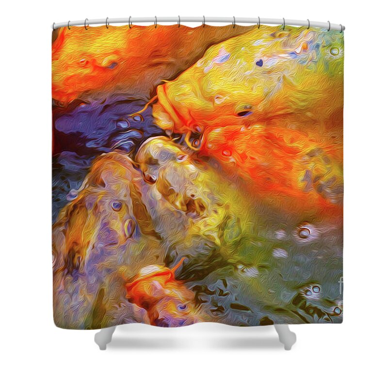 Koi Shower Curtain featuring the mixed media The happy Koi Karpsers by MPhotographer