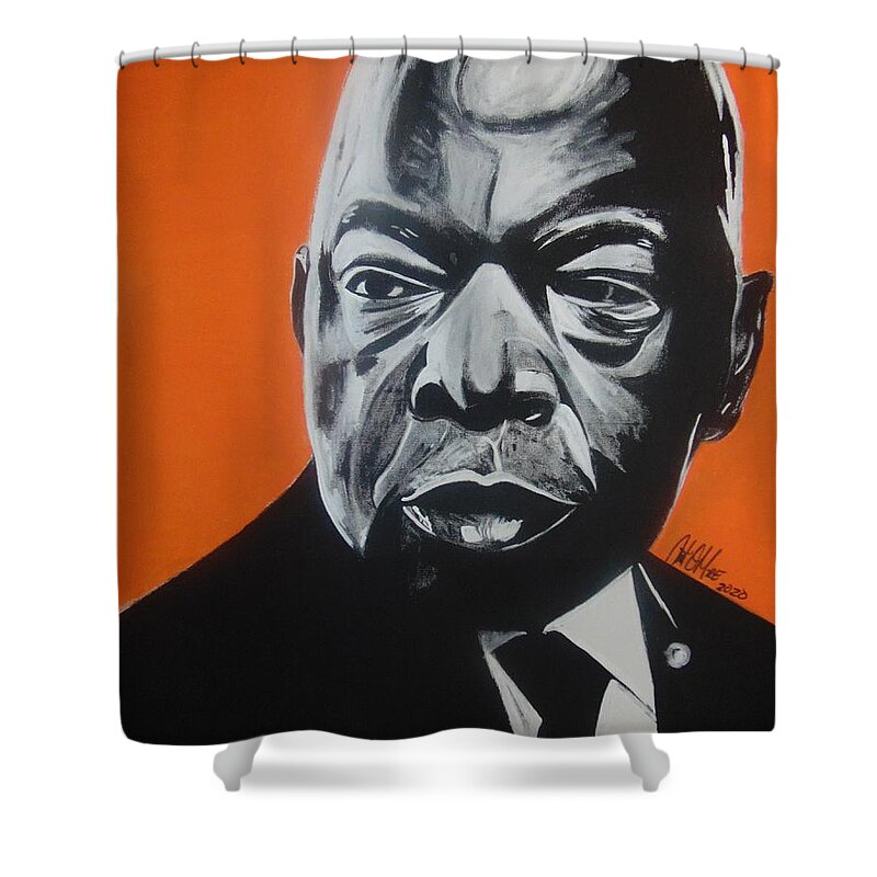 John Lewis Shower Curtain featuring the painting The Heartbeat of Congress by Antonio Moore