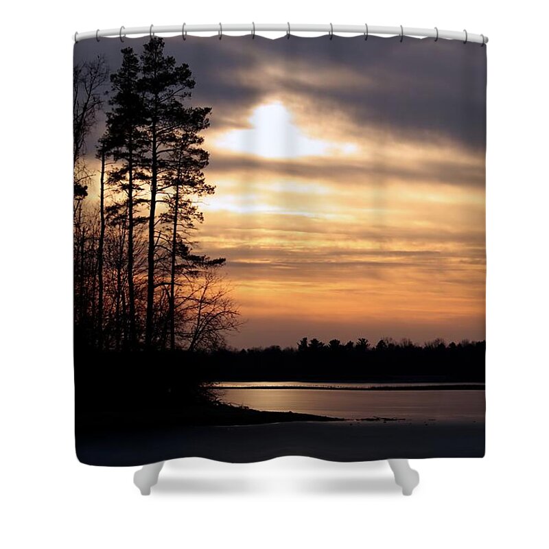 Landscape Shower Curtain featuring the photograph The Heavens Open on a Dark World by Mary Walchuck