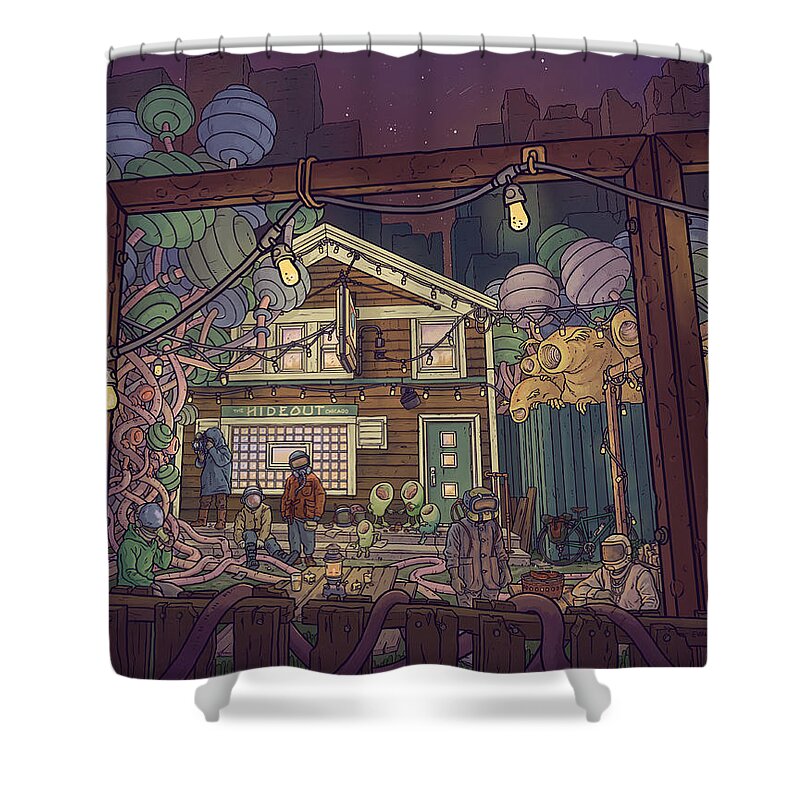 Chicago Shower Curtain featuring the digital art The Hideout by EvanArt - Evan Miller