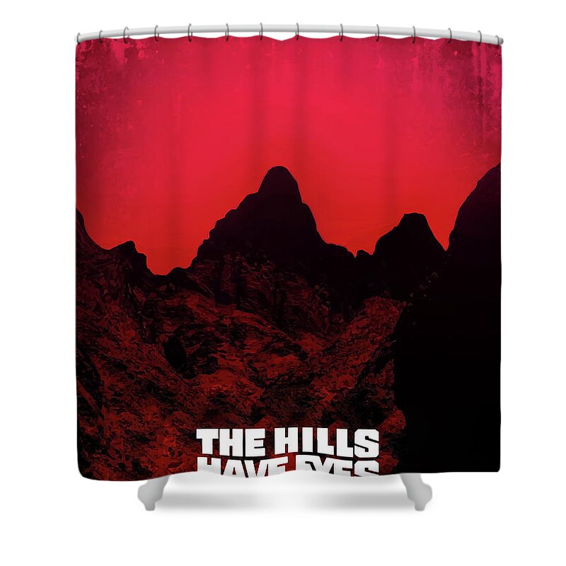 Movie Poster Shower Curtain featuring the digital art The Hills Have Eyes by Bo Kev