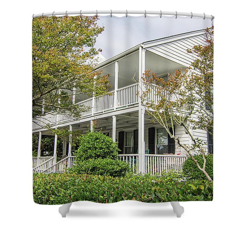 Langdon House Shower Curtain featuring the photograph The Historic Langdon House - Beaufort North Carolina by Bob Decker