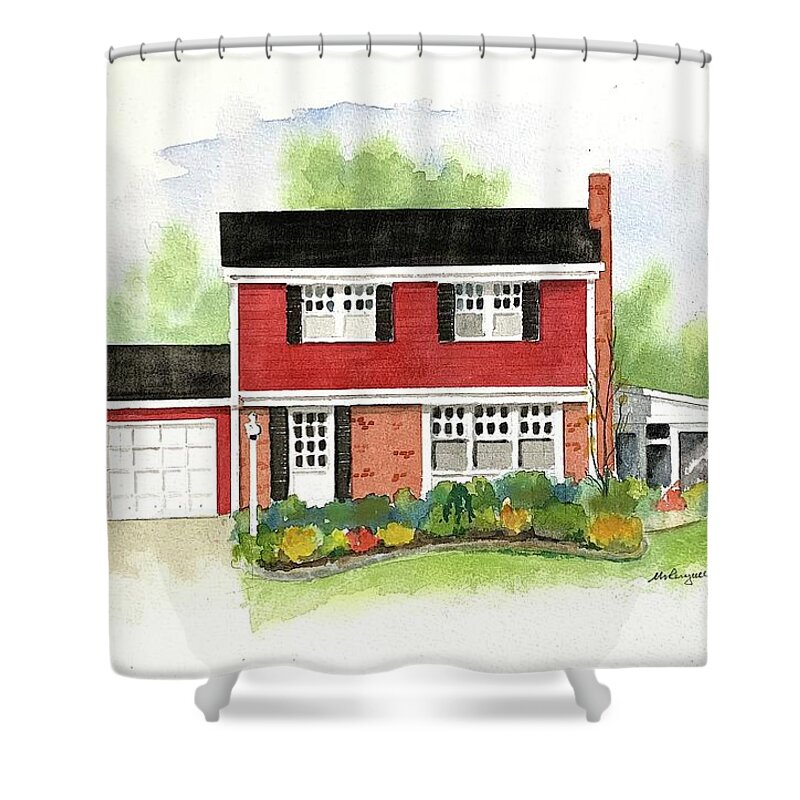 Watercolor Shower Curtain featuring the painting the Homestead by William Renzulli