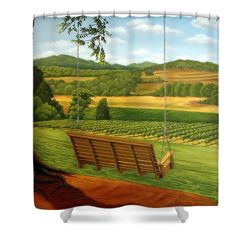 Vineyard Shower Curtain featuring the painting The Invitation by Adrienne Dye