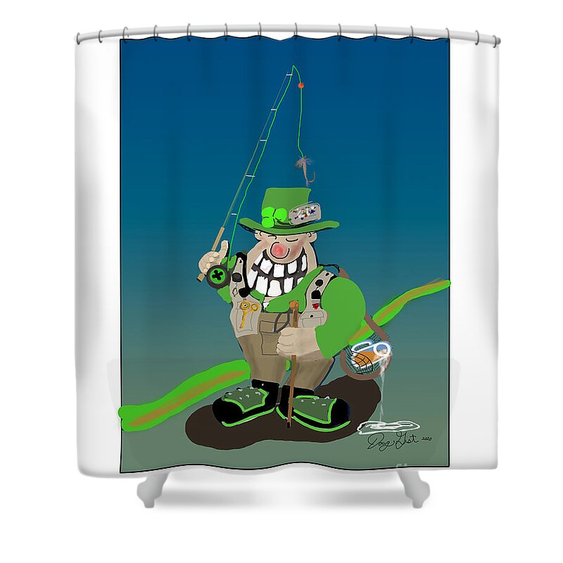 Irish Shower Curtain featuring the digital art The Irish Fly Fisherman by Doug Gist