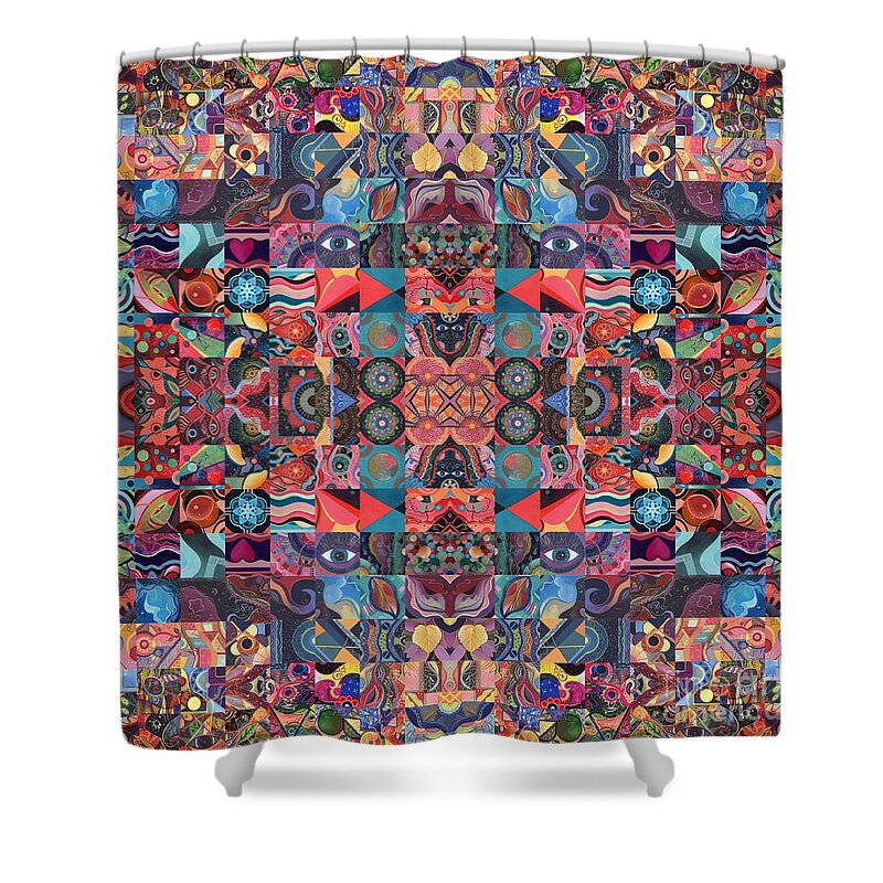 The Joy Of Design 64 Quadrupled 1 By Helena Tiainen Shower Curtain featuring the digital art The Joy of Design 64 Quadrupled 1 by Helena Tiainen