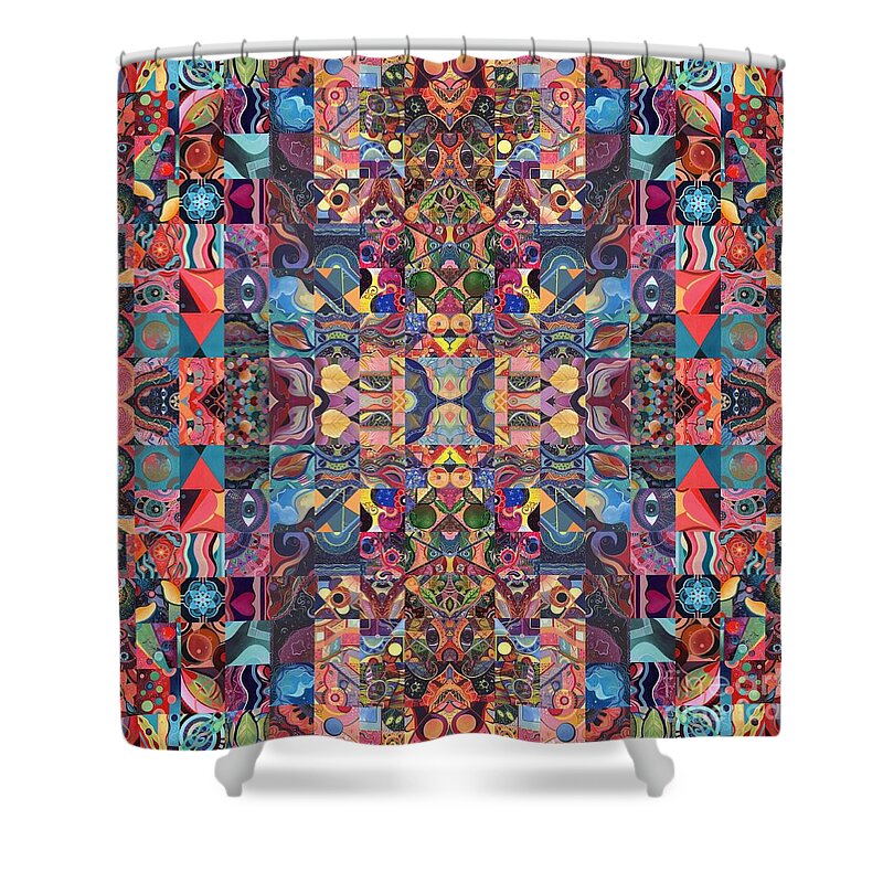 The Joy Of Design 64 Quadrupled 5 By Helena Tiainen Shower Curtain featuring the digital art The Joy of Design 64 Quadrupled 5 by Helena Tiainen