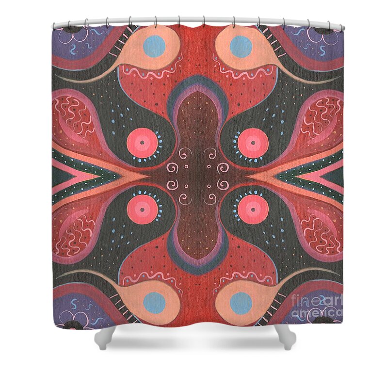 The Joy Of Design 68 Arrangement 2 By Helena Tiainen Shower Curtain featuring the painting The Joy of Design 68 Arrangement 2 by Helena Tiainen