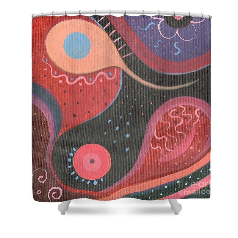 The Joy Of Design Lxviii By Helena Tiainen Shower Curtain featuring the painting The Joy of Design LXVIII by Helena Tiainen