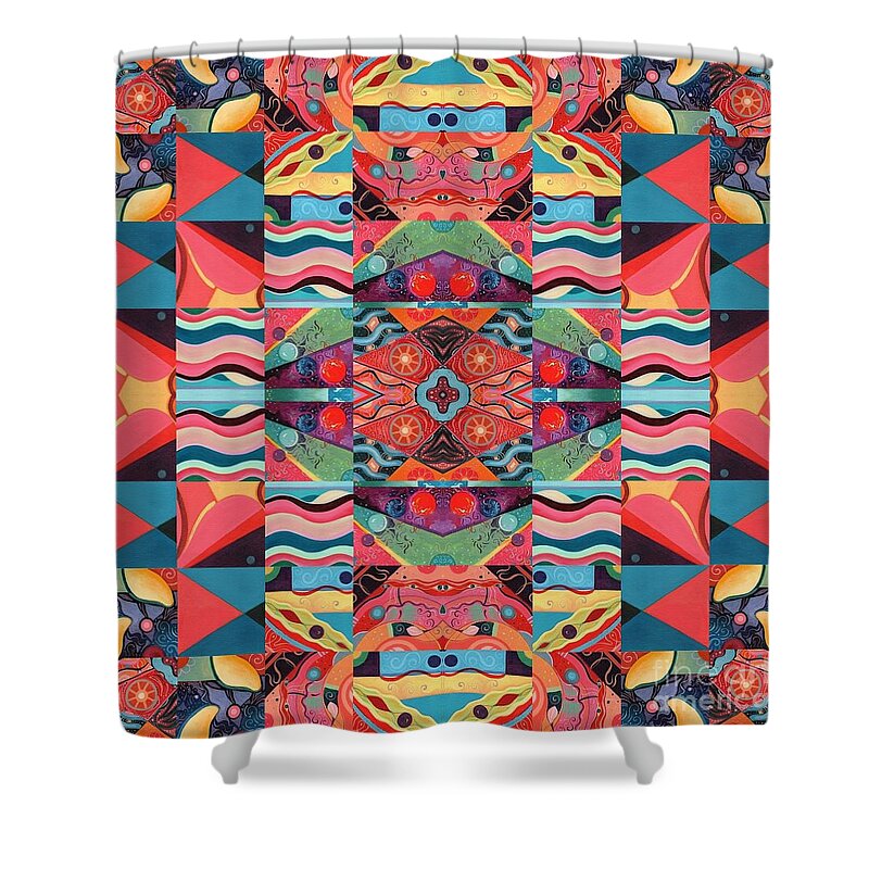 The Joy Of Design Mandala Series Puzzle 8 Arrangement 8 By Helena Tiainen Shower Curtain featuring the painting The Joy of Design Mandala Series Puzzle 8 Arrangement 8 by Helena Tiainen