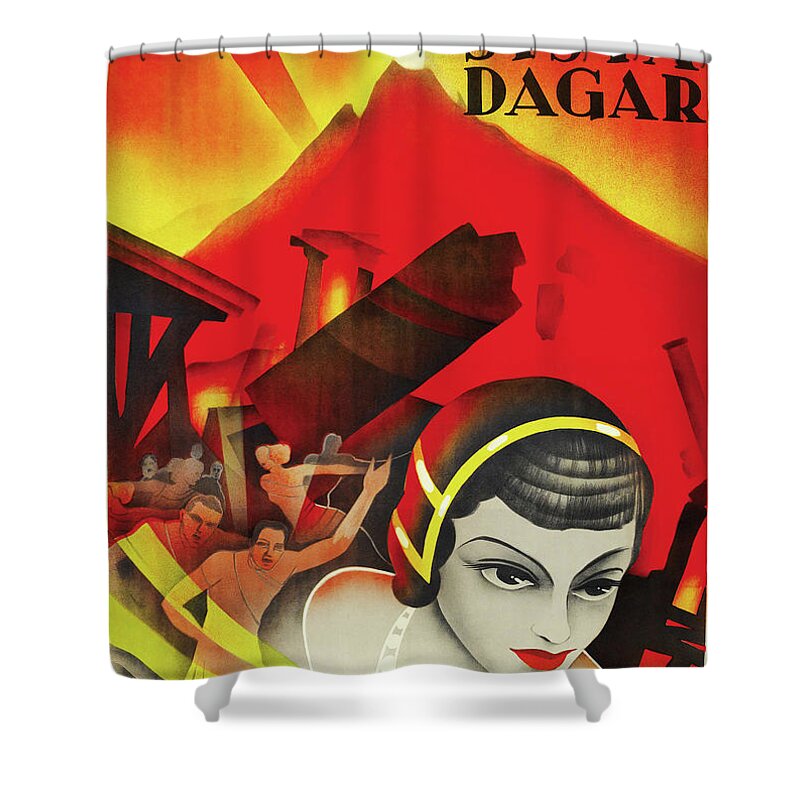 Last Shower Curtain featuring the mixed media ''The Last Days of Pompeii'' 2, 1935 by Movie World Posters