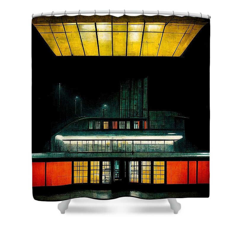 Train Station Shower Curtain featuring the digital art The Last Train by Nickleen Mosher