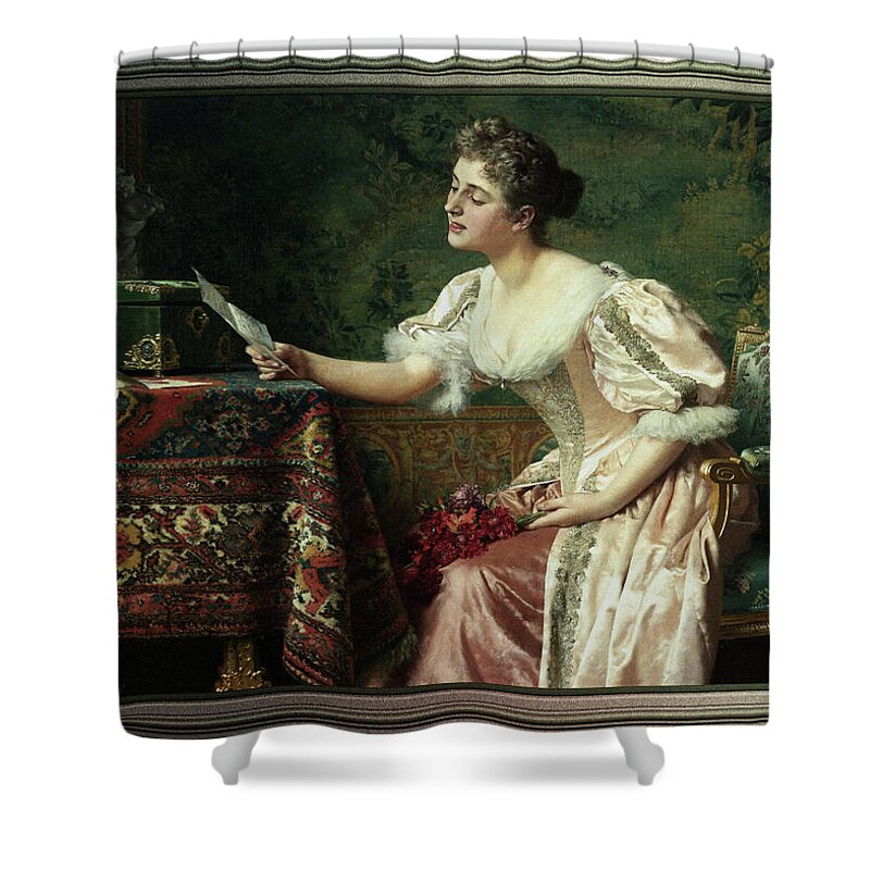 The Letter Shower Curtain featuring the painting The Letter by Wladyslaw Czachorski by Rolando Burbon