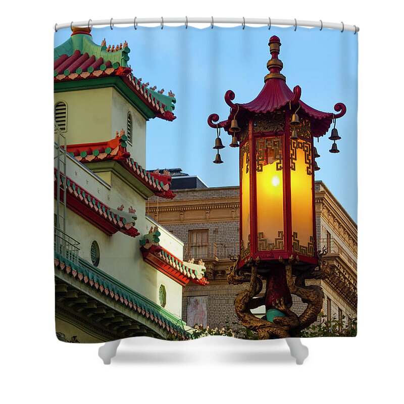Lantern Shower Curtain featuring the photograph The Light of Chinatown by Bonnie Follett
