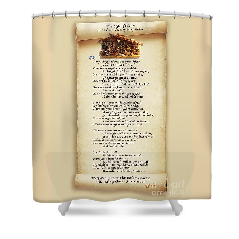 Christ Shower Curtain featuring the painting THE LIGHT OF CHRIST - a poem of Advent by Mary Grden