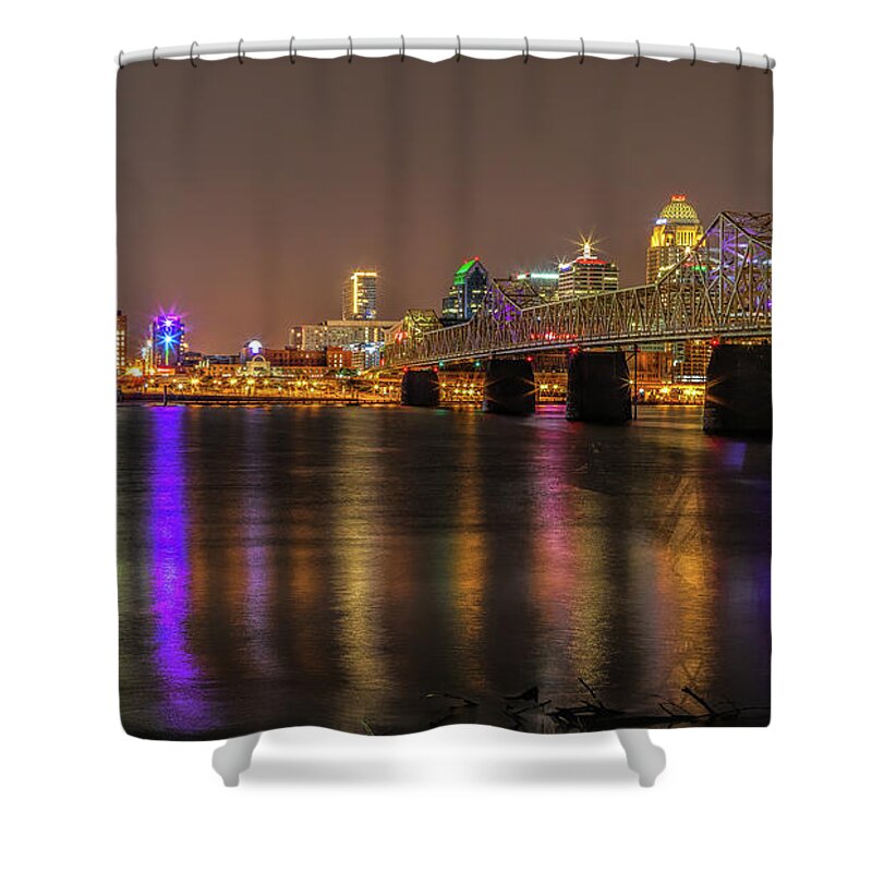 Cityscape Shower Curtain featuring the photograph The Lights of Louisville by Rod Best