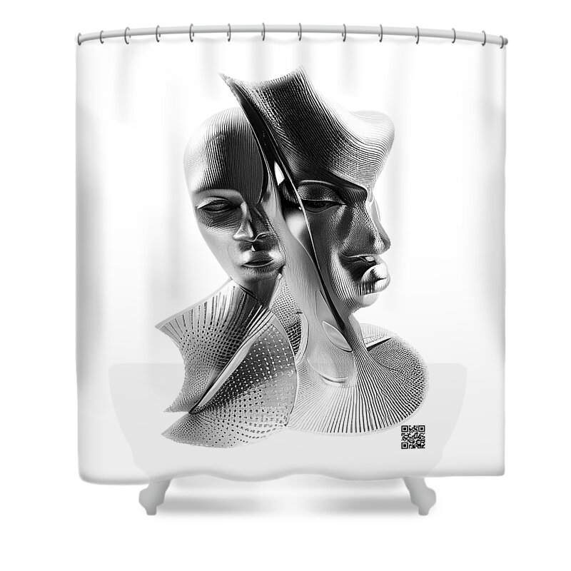 Portrait Shower Curtain featuring the digital art The Listener by Rafael Salazar