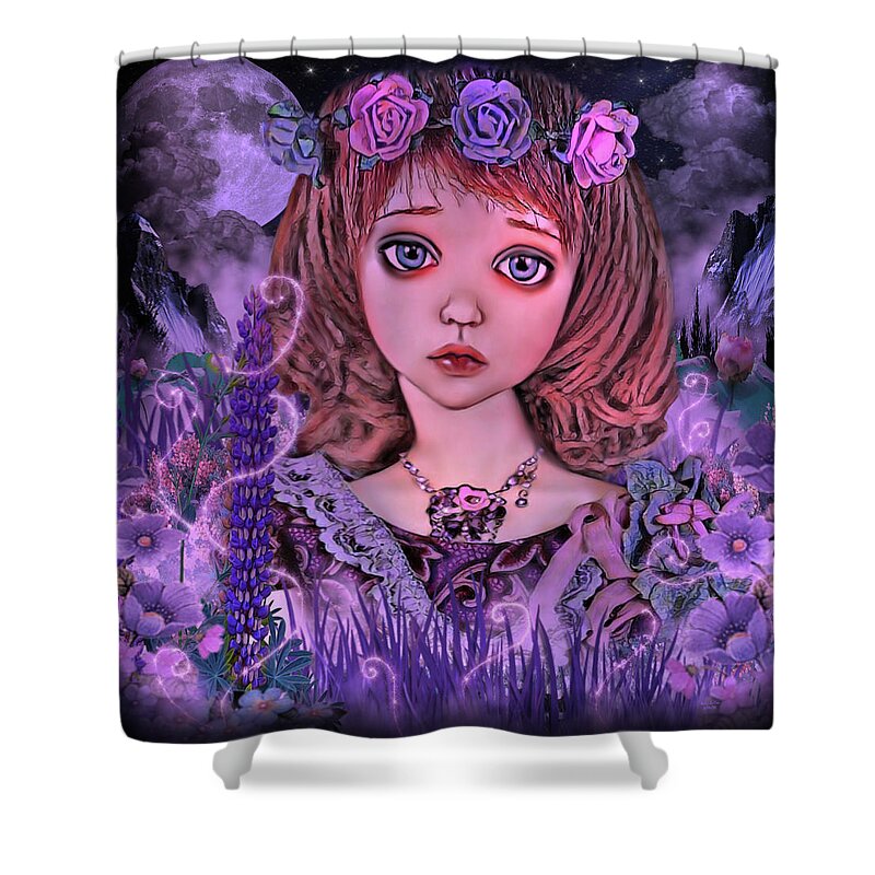 Digital Art Shower Curtain featuring the digital art The Little Flower Girl by Artful Oasis