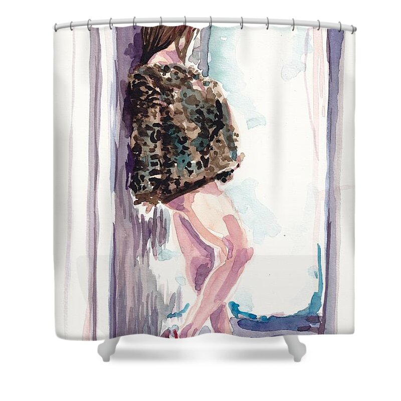 Woman Shower Curtain featuring the painting The Long Wait by George Cret