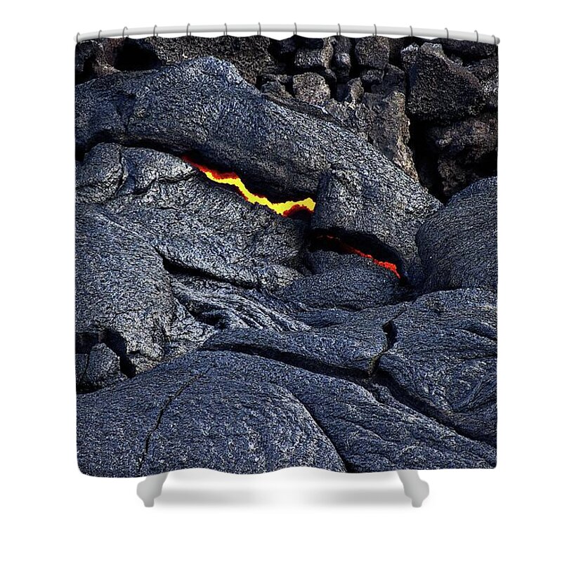 Volcano Shower Curtain featuring the photograph The lurking flame by Christopher Mathews