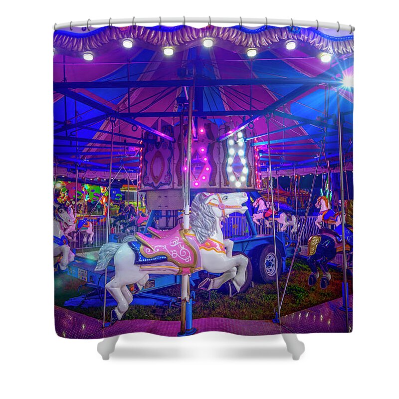 Carousel Shower Curtain featuring the photograph The Magic Carousel by Mark Andrew Thomas