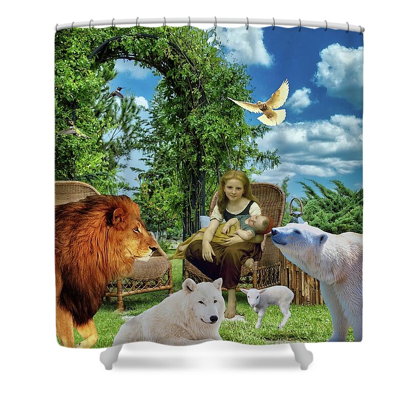 Lion Shower Curtain featuring the digital art The Millennium by Norman Brule