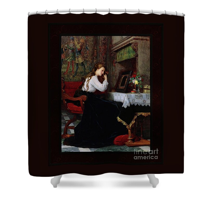 The Mirror Shower Curtain featuring the painting The Mirror by Pierre-Charles Comte Remastered Xzendor7 Fine Art Classical Reproductions by Rolando Burbon