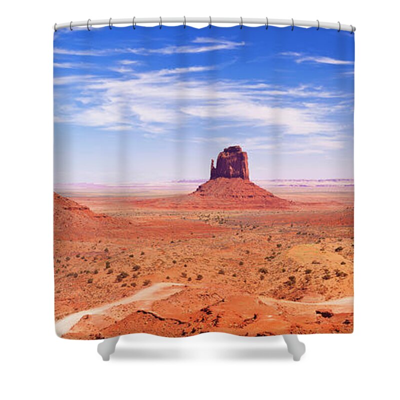 Monument Valley Shower Curtain featuring the photograph The Mittens, Monument Valley, Arizona, USA by Neale And Judith Clark