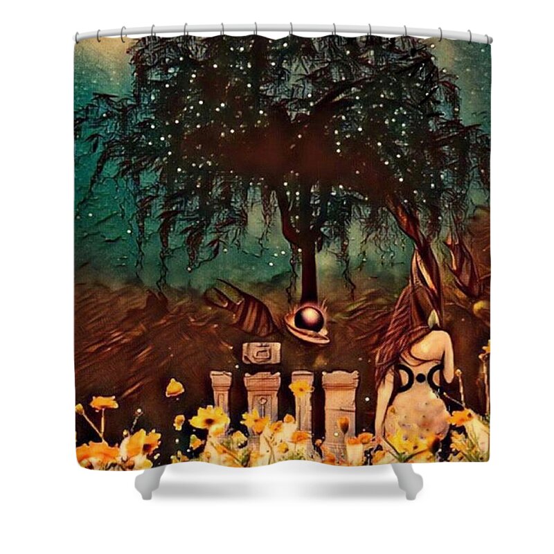 Digital Art Shower Curtain featuring the digital art The Mother Tree by Vennie Kocsis