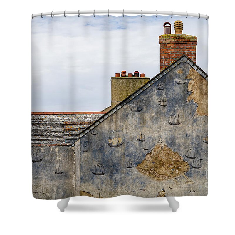 Wayne Moran Photograpy Shower Curtain featuring the photograph The Mural St Michael's Mount Cornwall England by Wayne Moran
