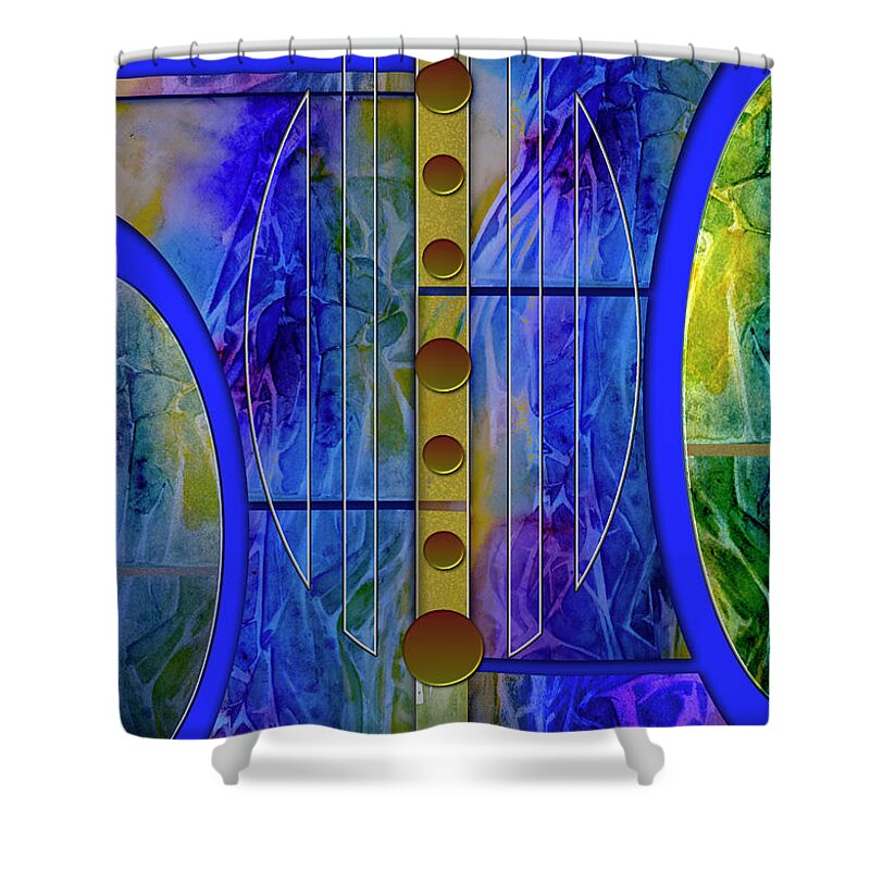 Musical Shower Curtain featuring the digital art The Musical Abstraction by Allison Ashton